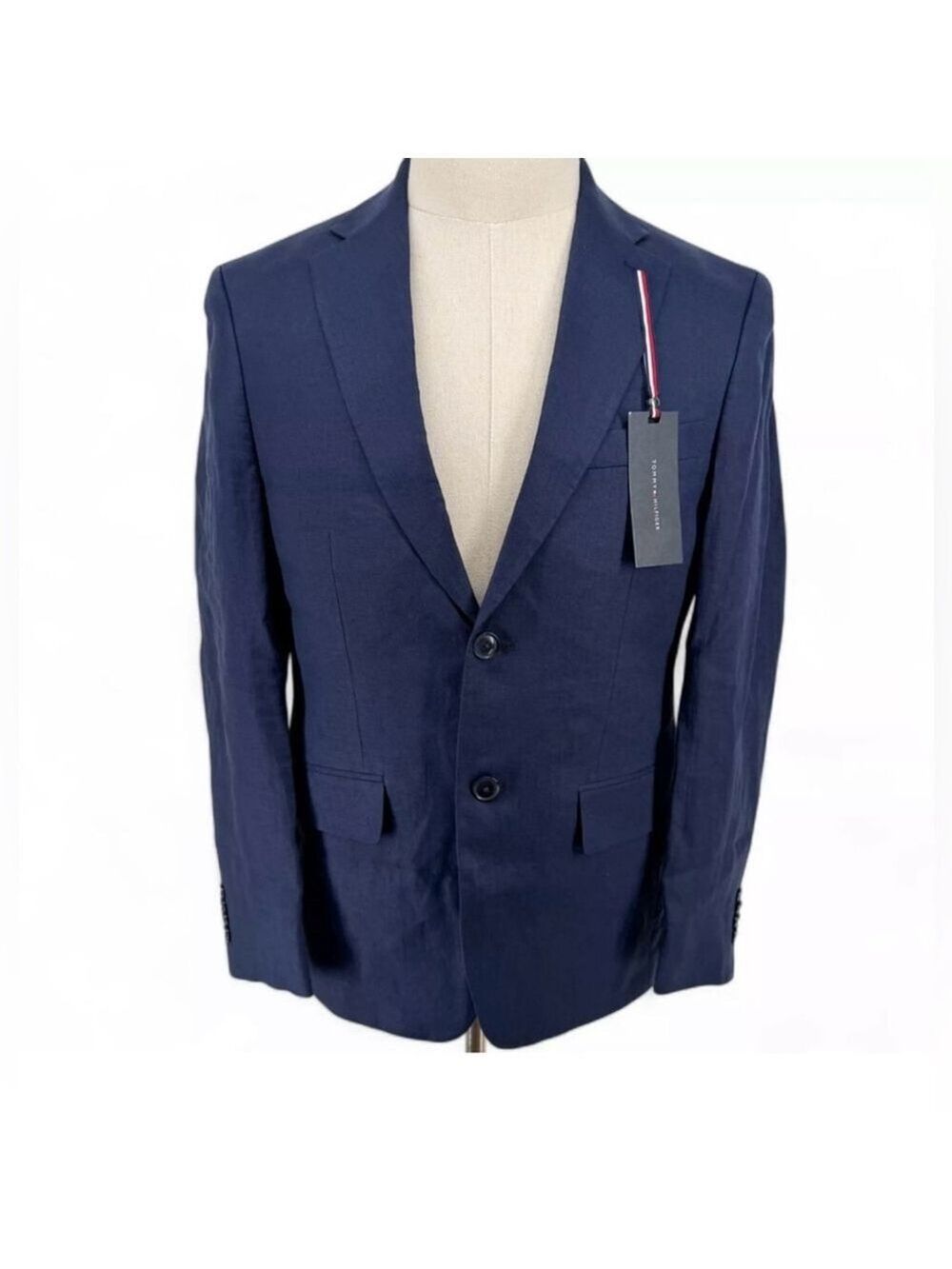 Tommy Hilfiger Men's Conrad Modern Fit Linen Sport Coat Blazer Navy Blue